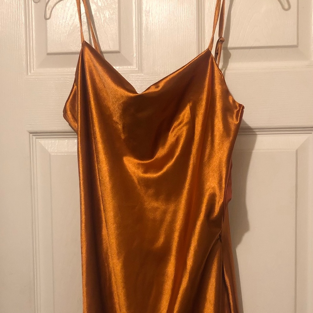 Burnt orange midi dress